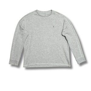 110 ALL SAINTS Men’s Kruse Long Sleeve Crew Ramskull Sweatshirt - Grey, X-Large